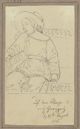Im Sitzen eingeschlafenes Kind am 12. August 1826 auf dem Weg nach Grenzach