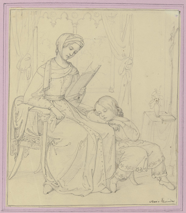 Mutter, ihrem Kind vorlesend de Marie Ellenrieder