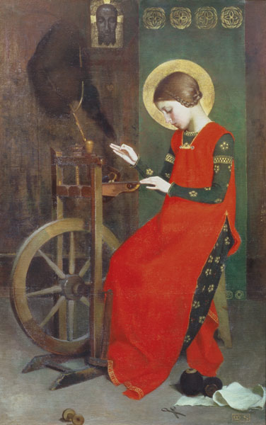 St. Elizabeth of Hungary spinning Wool for the Poor de Marianne Stokes