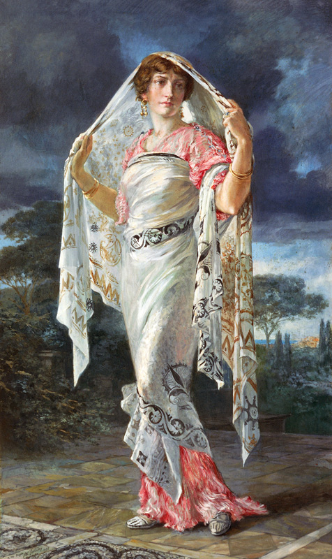 Portrait of Henriette Fortuny in the Pompeian robe de Mariano Fortuny y Madrazo