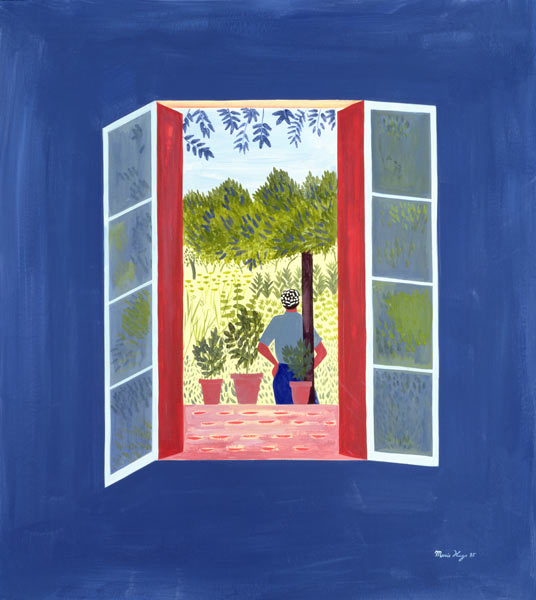 Zaid Through the Window, 1986 (acrylic & oil on board)  de Marie  Hugo