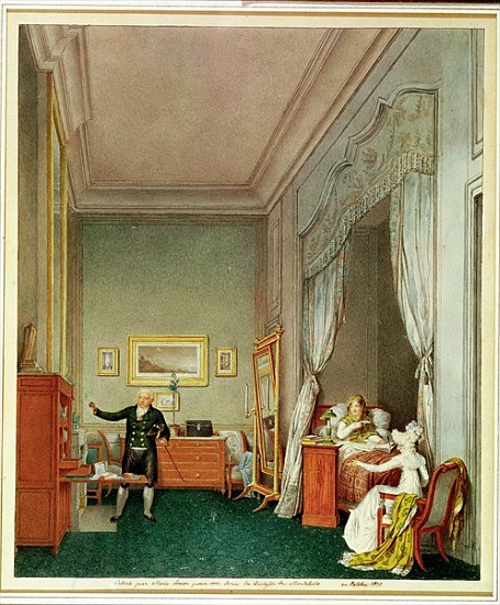 The Empress''s Bedroom with the Duchesse de Montebello and Jean-Nicolas Corvisart (1755-1821) Octobe de Marie-Louise de Hapsburg-Lorraine