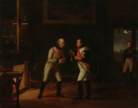 Meeting of Napoleon Bonaparte (1769-1821) and Archduke Charles (1771-1847) of Austria at Stammersdor de Marie Nicolas Ponce-Camus
