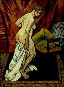 Female act with bath towel. de Marie Clementine (Suzanne) Valadon