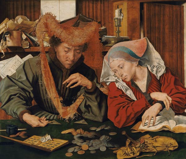 The coin changer and his wife de Marinus Claeszon van Reymerswaele