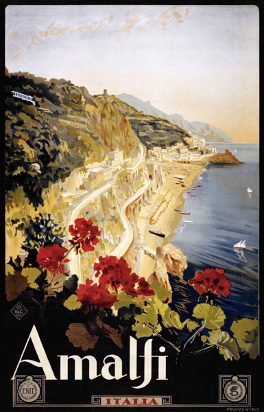 Amalfi Coast Travel Poster de Mario Borgoni