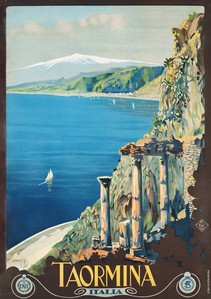 Poster advertising Taormina de Mario Borgoni