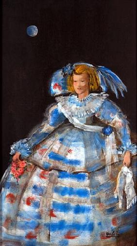 Menina with Blue Moon (oil & acrylic on canvas) 