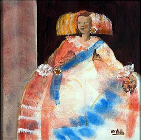 Menina with Sash and Flower (oil & acrylic on canvas) 