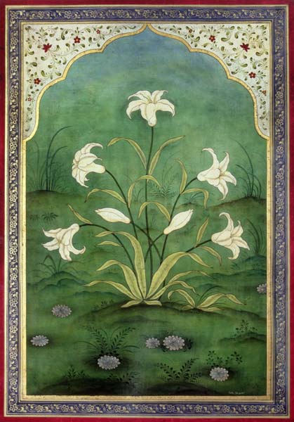 White Lilies (tempera on panel)  de Mark  Briscoe