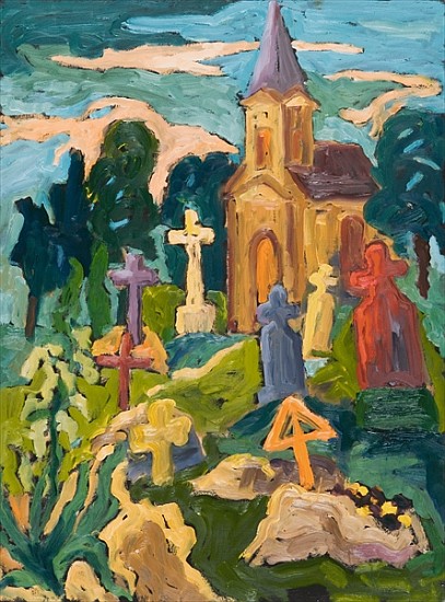 Graveyard and Chapel, 2005 (oil on board)  de Marta  Martonfi-Benke