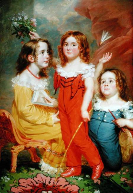 Three Children in an Interior de Martin Archer Shee