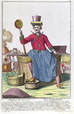 The Soap Maker, c.1735 (coloured engraving) (see also 170136) de Martin Engelbrecht