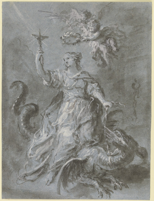 Die Heilige Margarethe auf dem Drachen, von zwei Engeln gekrönt de Martin Johann Schmidt gen. Kremser-Schmidt