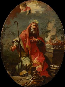 Joachims Sacrifice, reverse: Saint Joseph with the Christ Child