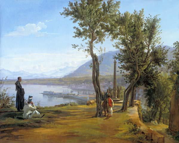 Figures in a landscape with a picture column and a
