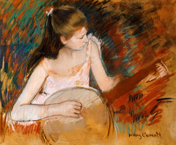 M.Cassatt, Girl with banjo / c.1894 de Mary Cassatt