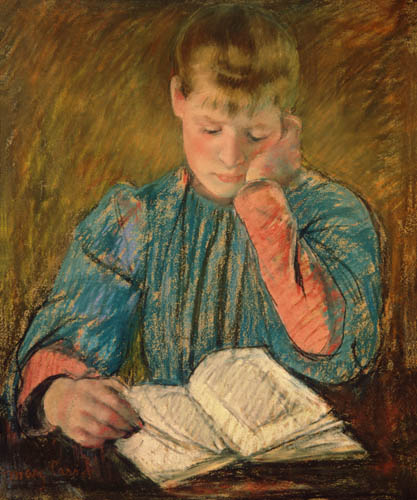 una joven leyendo de Mary Cassatt