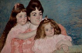 Madam A. F. Aude with her two daughters de Mary Cassatt