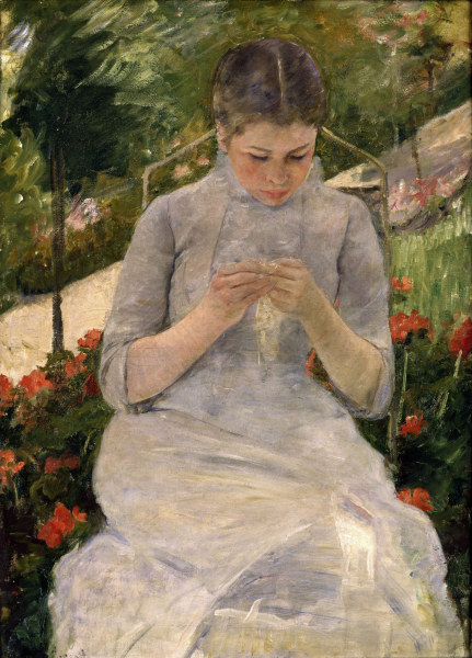 M.Cassatt / Young girl in garden / 1880 de Mary Cassatt