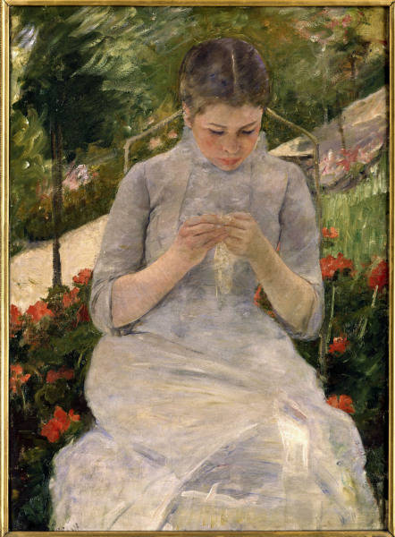 M.Cassatt / Young girl in garden / 1880 de Mary Cassatt