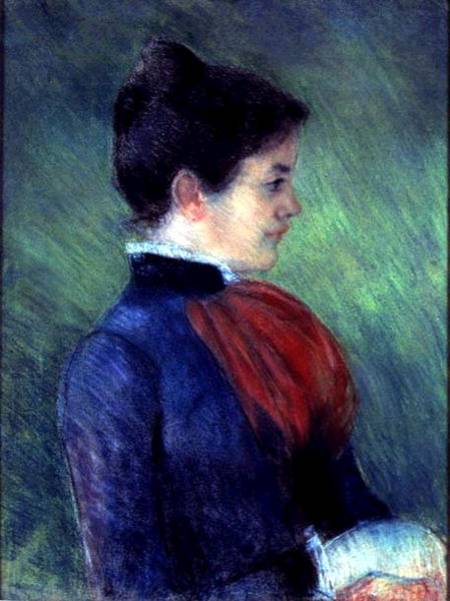 Study of a Woman in a Blue Blouse with a Red Ruff de Mary Cassatt