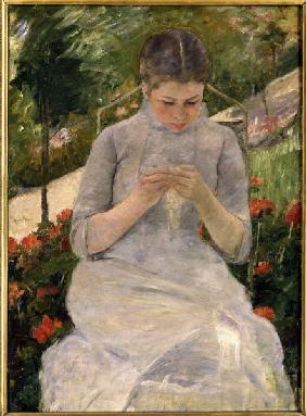 M.Cassatt / Young girl in garden / 1880