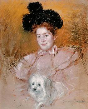 Woman holding a dog de Mary Cassatt