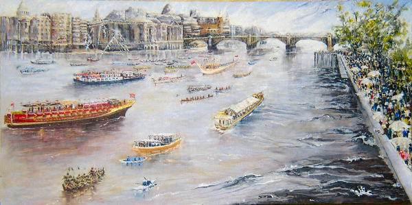 Jubilee Pageant on the Thames de Mary Smith