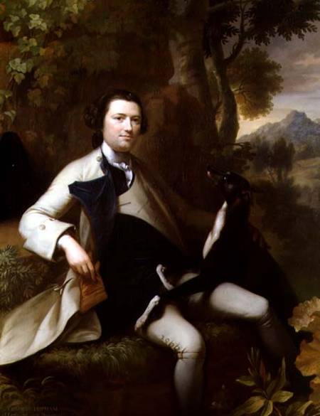 Francis Popham (d.1780) seated in a Wooded Landscape with his Greyhound de Mason Chamberlain