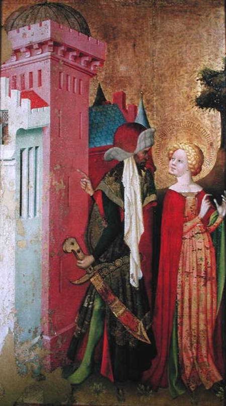 St. Barbara Locked in a Tower by her Father, from the St. Barbara Altarpiece de Master Francke