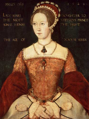 Portrait of Mary I or Mary Tudor (1516-58), daughter of Henry VIII, at the Age of 28 de Master John