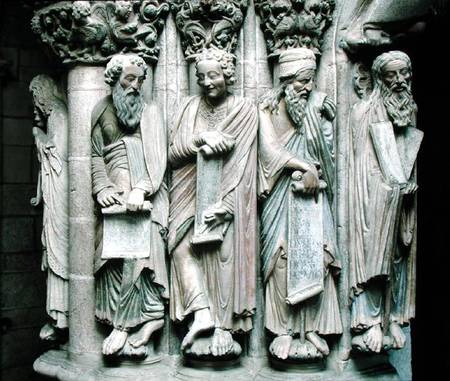 Detail of the Portico de la Gloria with the Old Testament prophets de Master Mateo