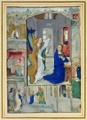 Anunciation, from a book of Hours (vellum) de Master of the Book of the Prayers