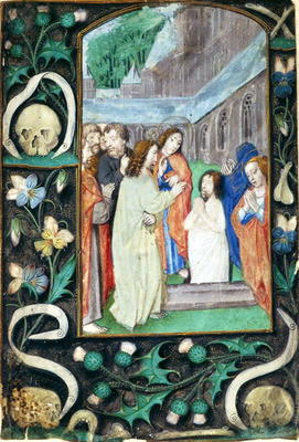 The Raising of Lazarus, from a book of Hours (vellum) de Master of the Book of the Prayers