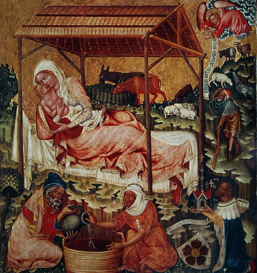 Nativity, c.1350 (tempera on wood) de Master of the Cycle of Vyssi Brod