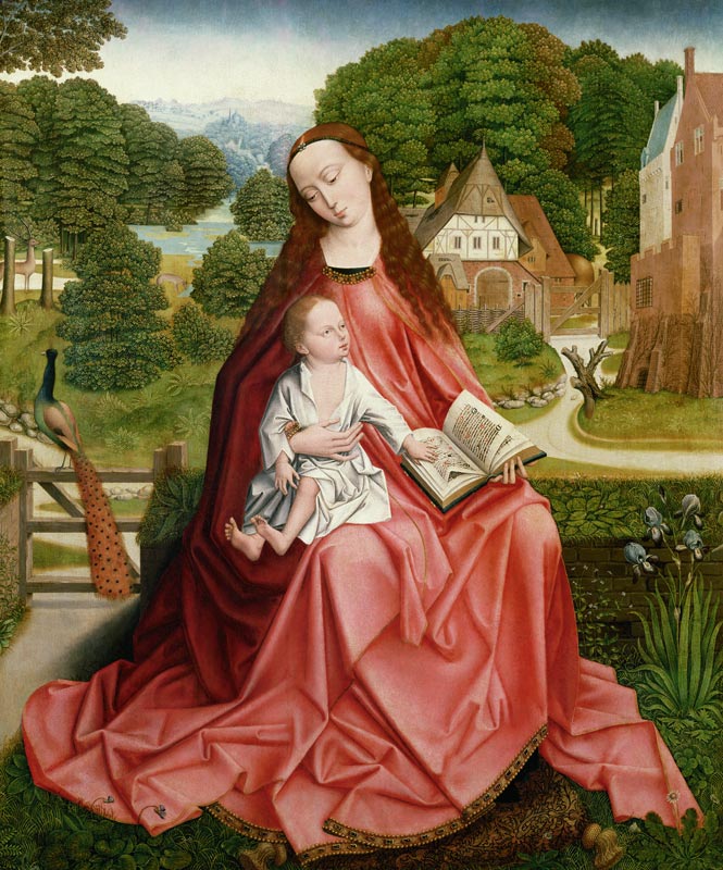 Virgin and Child in a Garden de Master of the Embroidered Foliage