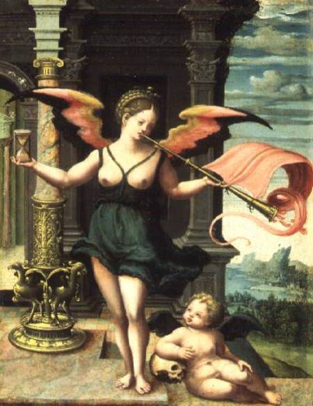 An Allegory of Fame (panel) de Master of the Female Half Lengths