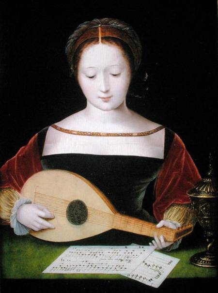 Mary Magdalene Playing a Lute de Master of the Female Half Lengths
