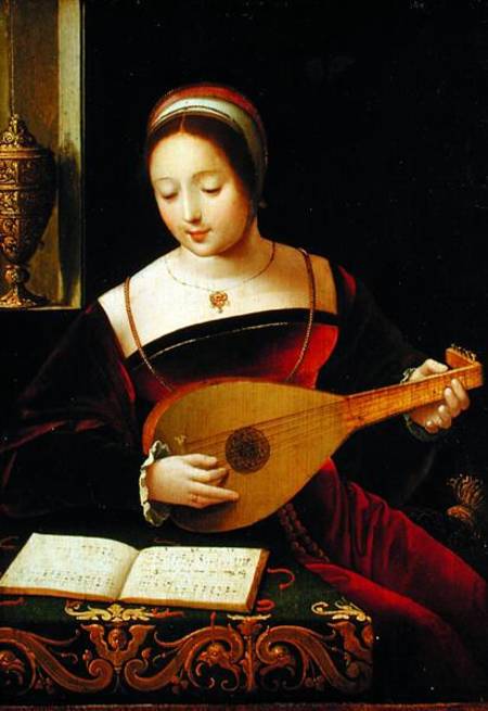 Mary Magdalene Playing the Lute de Master of the Female Half Lengths