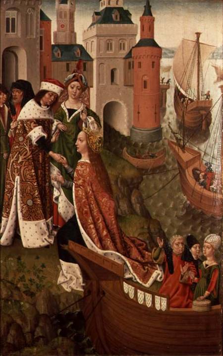 The King asks for the Hand of the Saint through an Intermediary Messenger de Master of the Legend of St. Ursula