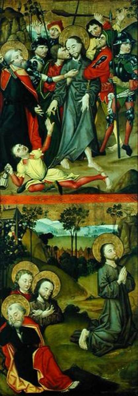 The Arrest of Christ and Christ in the Garden of Gethsemane, panel from an altarpiece depicting scen de Master of the Luneburg Footwashers