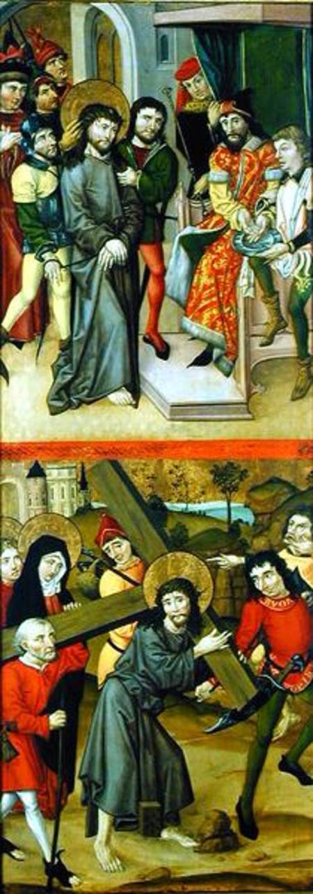 Christ Before Pilate and Christ Carrying the Cross, panel from and altarpiece depicting scenes of th de Master of the Luneburg Footwashers
