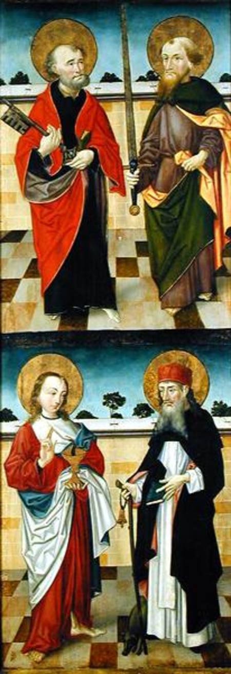 Top: St. Peter Holding a Key and St. Paul Holding a Sword; Bottom: St. John the Evangelist Holding a de Master of the Luneburg Footwashers