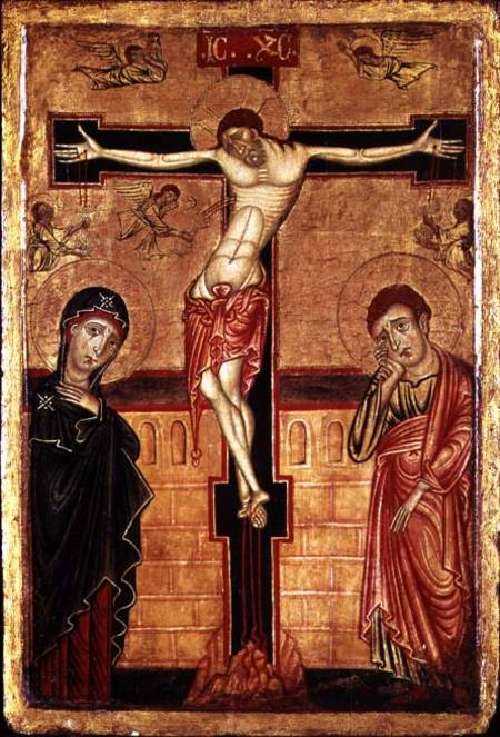 Christ on the Cross, with the Virgin Mary, St. John the Evangelist and Five Angels de Master of the Magdalene Altarpiece