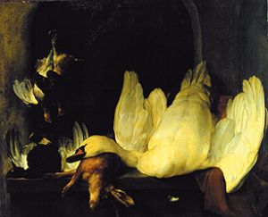 Trozo de un animal bajo un cisne muerto de Matheus Bloem