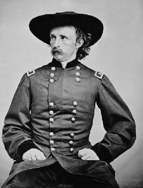 Portrait of General A. Custer (1839-1876) (b/w photo)