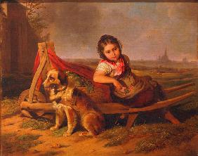 Mädchen mit Hund vor Wien