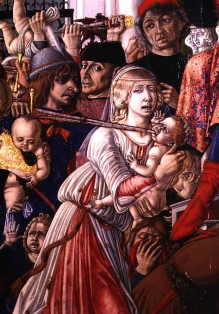 The Massacre of the Innocents, detail of a soldier piercing a baby with his sword de Matteo  di Giovanni di Bartolo