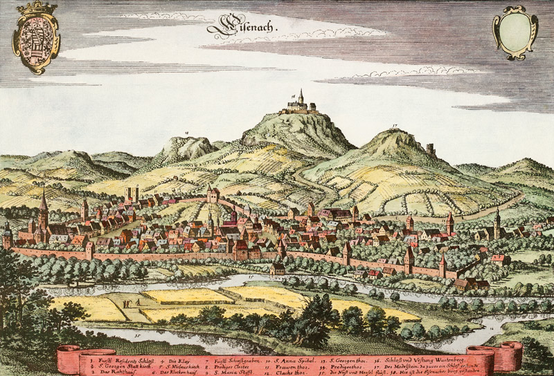 Eisenach and Wartburg de Matthäus Merian el Viejo